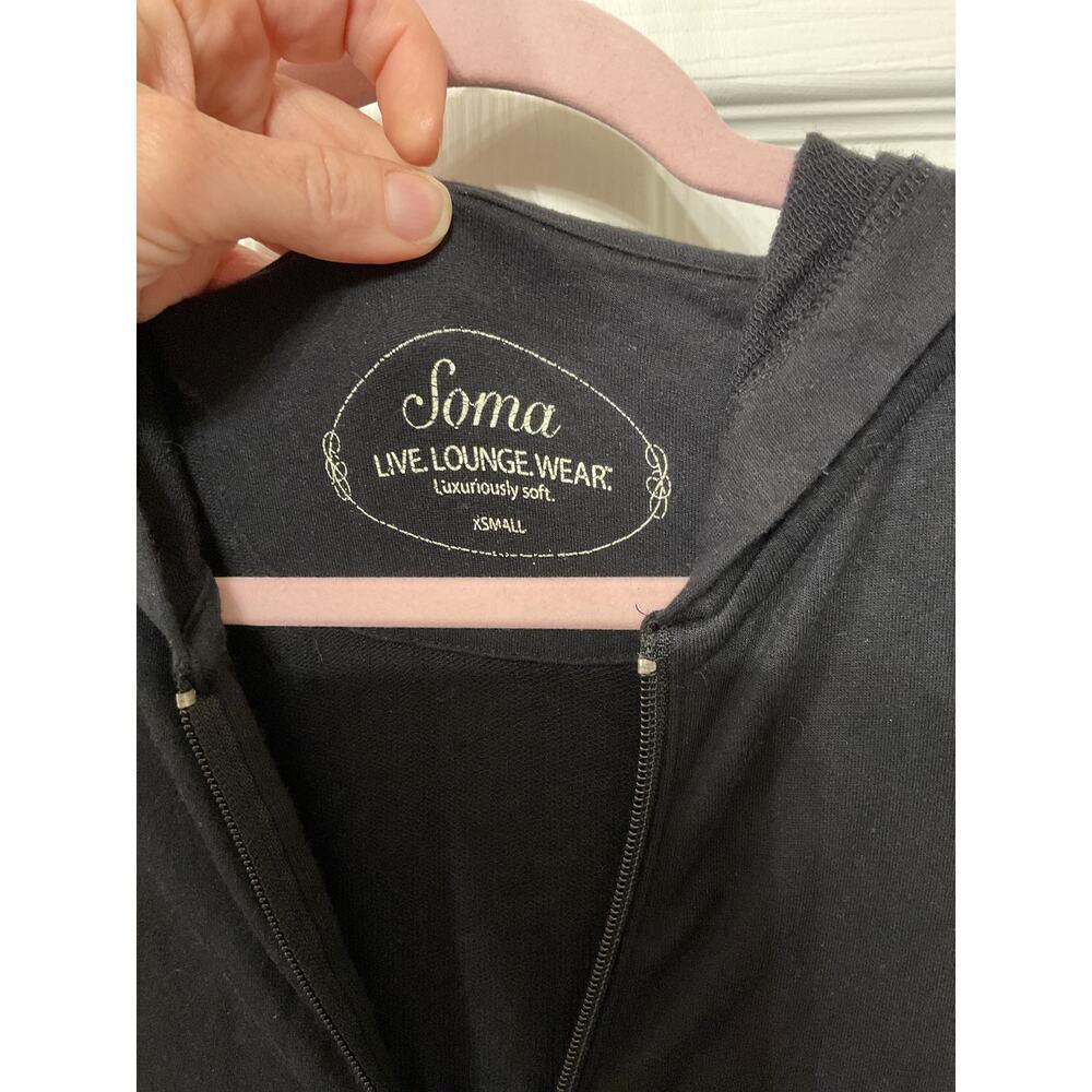 Soma Modal Zip Up Long Maxi Hooded Robe in Black, XS - Picture 4 of 6